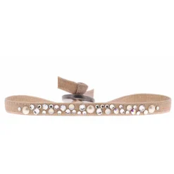 Bracelet Les Interchangeables A36669 - Bracelet Tissu Beige Cristaux de haute qualité Femme