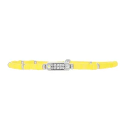 Bracelet Les Interchangeables A58650 - Mini Plaque 2 Rangs Perle Gomme Jaune Fluo Femme
