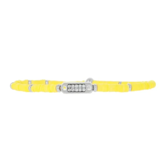 Bracelet Les Interchangeables A58650 - Mini Plaque 2 Rangs Perle Gomme Jaune Fluo Femme