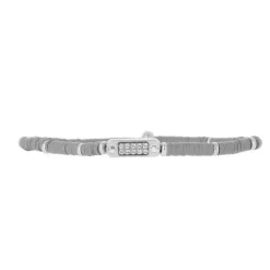 Bracelet Les Interchangeables A58649 - Mini Plaque 2 Rangs Perle Gomme Gris Femme