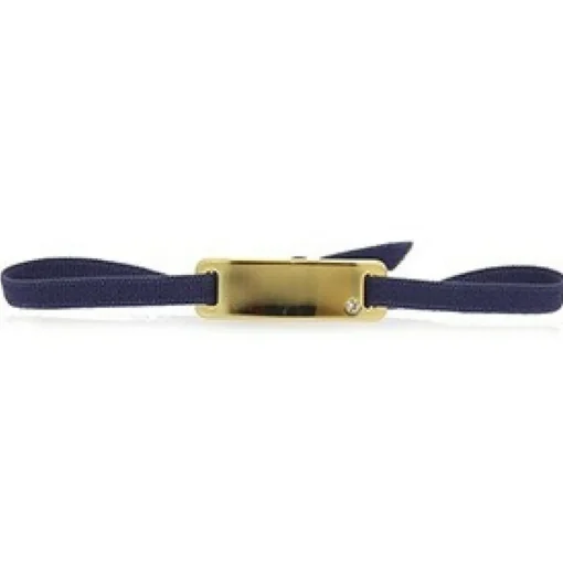 Bracelet Les Interchangeables A55555 - Plaque Ruban Lisse Strasse Marine Or Jaune Femme