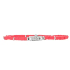 Bracelet Les Interchangeables A58647 - Mini Plaque 2 Rangs Perle Gomme Framboise Femme