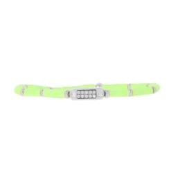 Bracelet Les Interchangeables A58658 - Mini Plaque 2 Rangs Perle Gomme Vert Fluo Femme