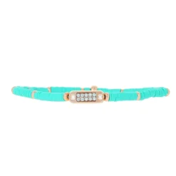 Bracelet Les Interchangeables A58641 - Mini Plaque 2 Rangs Perle Gomme Vert Femme