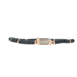 Bracelet Les Interchangeables A58636 - Mini Plaque 2 Rangs Perle Gomme Noir Femme