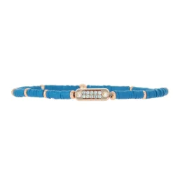 Bracelet Les Interchangeables A58627 - Mini Plaque 2 Rangs Perle Gomme Bleu Femme