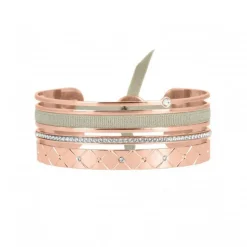 Bracelet Les Interchangeables A59080 - Manchette Ruban Matelasse Gris Femme