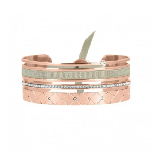 Bracelet Les Interchangeables A59080 - Manchette Ruban Matelasse Gris Femme
