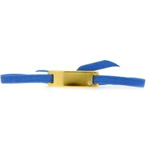 Bracelet Les Interchangeables A55532 - Plaque Ruban Lisse Strasse Bleu Or Jaune Femme