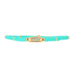 Bracelet Les Interchangeables A58624 - Mini Plaque 2 Rangs Perle Gomme Vert Femme