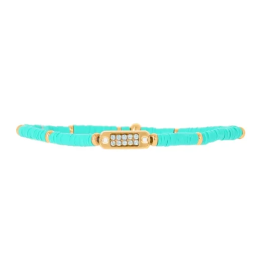 Bracelet Les Interchangeables A58624 - Mini Plaque 2 Rangs Perle Gomme Vert Femme