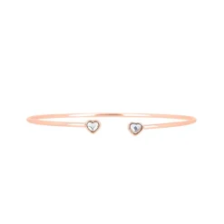 Bracelet Les Interchangeables A59193 - Jonc Double Coeur Doré Rose Femme
