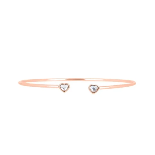 Bracelet Les Interchangeables A59193 - Jonc Double Coeur Doré Rose Femme