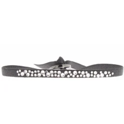 Bracelet Les Interchangeables A36293 - Bracelet Tissu Gris Cristaux de haute qualité Femme