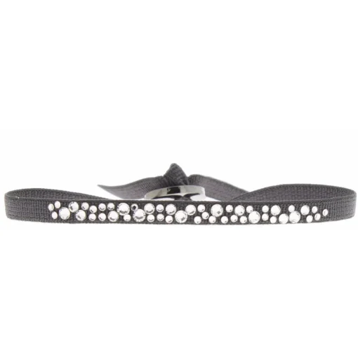 Bracelet Les Interchangeables A36293 - Bracelet Tissu Gris Cristaux de haute qualité Femme