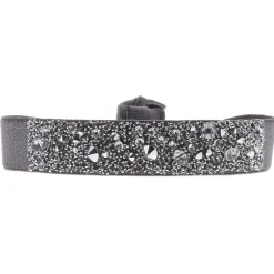 Bracelet Les Interchangeables A38129 - Bracelet Tissu Gris Cristaux de haute qualité Femme