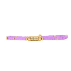 Bracelet Les Interchangeables A58620 - Mini Plaque 2 Rangs Perle Gomme Parme Femme