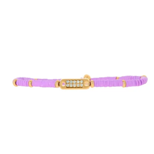 Bracelet Les Interchangeables A58620 - Mini Plaque 2 Rangs Perle Gomme Parme Femme