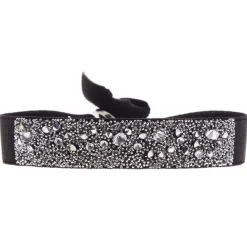 Bracelet Les Interchangeables A36458 - Bracelet Tissu Noir Cristaux de haute qualité Femme