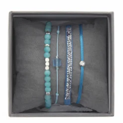 Bracelet Les Interchangeables A38646 - Bracelet Tissu Turquoise Cristaux de haute qualité Femme