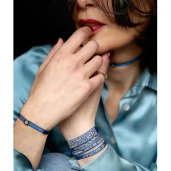 Bracelet Les Interchangeables A36455 - Bracelet Tissu Beige Cristaux de haute qualité Femme