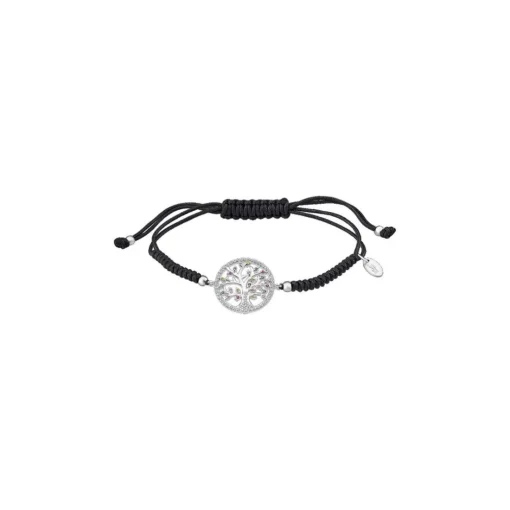 Bracelet Lotus Silver Tree Of Life LP1896-2-2 - Bracelet Argent Arbre De Vie Nylon Noir Femme