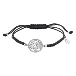 Bracelet Lotus Silver Tree Of Life LP1896-2-2 - Bracelet Argent Arbre De Vie Nylon Noir Femme