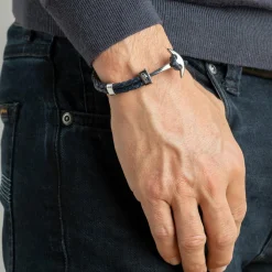 Bracelet Lotus Style LS1832-2-4 - Bracelet Urban Man Double Tressés Bleu Ancre Acier Homme