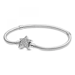 Bracelet Maille Serpent Fermoir Étoile Asymétrique Pandora Moments