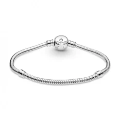 Bracelet Maille Serpent Fermoir Médaillon Bleu Pandora Bijoux