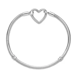 Bracelet Maille Serpent Fermoir Cœur Pandora Moments - argent