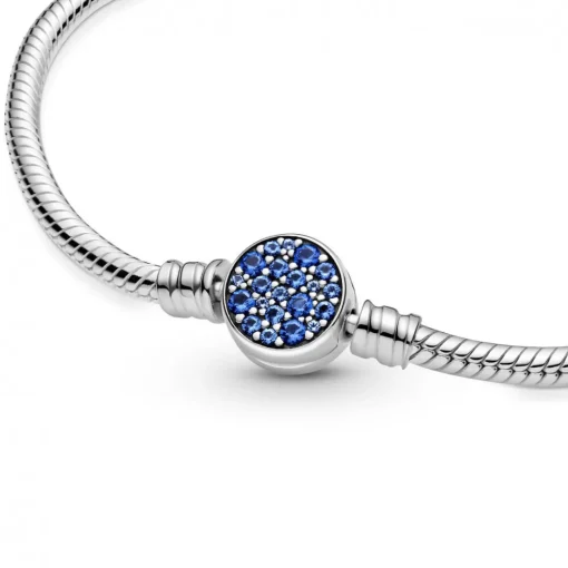 Bracelet Maille Serpent Fermoir Médaillon Bleu Pandora Bijoux