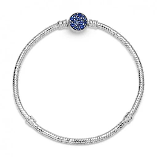 Bracelet Maille Serpent Fermoir Médaillon Bleu Pandora Bijoux