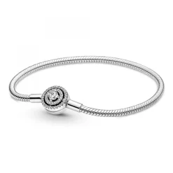 Bracelet Maille Serpent Halo de cristaux blanc Pandora Moments