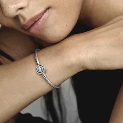 Bracelet Maille Serpent Halo de cristaux blanc Pandora Moments