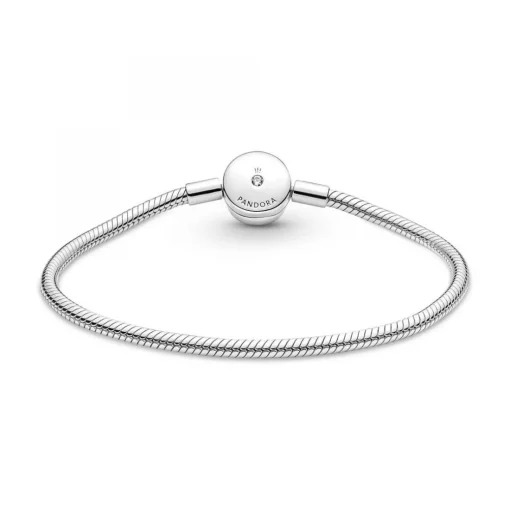 Bracelet Maille Serpent Halo de cristaux blanc Pandora Moments