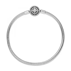 Bracelet Maille Serpent Halo de cristaux blanc Pandora Moments
