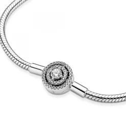 Bracelet Maille Serpent Halo de cristaux blanc Pandora Moments