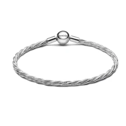 Bracelet Maille Serpent Torsadée Fermoir Pandora Rond