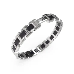 Bracelet Montecarlo Acier Rhodié Et Céramique 10 Mm