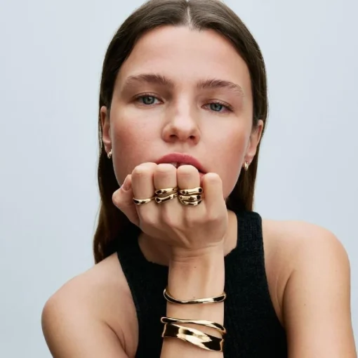 Bracelet ouvert plaqué or 14 carats