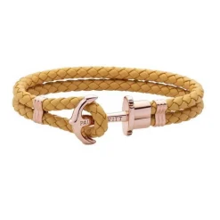 Bracelet Paul Hewitt PH-PH-L-R-CA - Ancre Acier IP Rose PHREP Cuir Moutarde