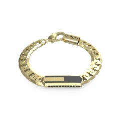 Bracelet Racer Tag Acier Doré Et Fibre De Carbone