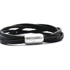 Bracelet Redskins 285125 - Bracelet Cuir Multitour Noir Homme