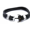 Bracelet Redskins 285122 - Bracelet Ancre Noir Cuir Homme