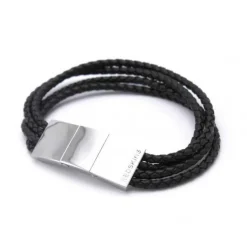 Bracelet Redskins 285115 - Bracelet Cuir Noir Multitour Homme
