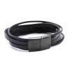 Bracelet Redskins 285108 - Bracelet Multitour Cuir Noir Homme