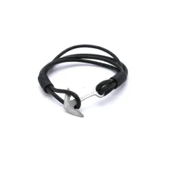 Bracelet Redskins 285120 - Bracelet Ancre Cuir Noir Homme