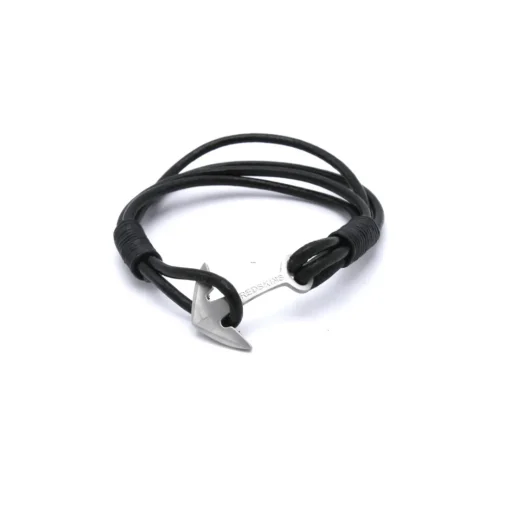 Bracelet Redskins 285120 - Bracelet Ancre Cuir Noir Homme