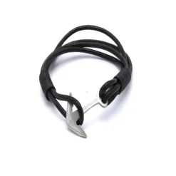 Bracelet Redskins 285120 - Bracelet Ancre Cuir Noir Homme
